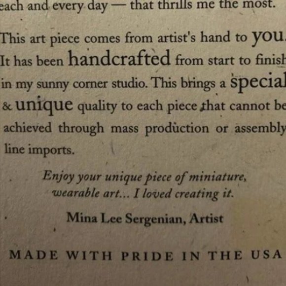 NWT Mina Lee Studio Art Originals "Create" Art BROOCH Pin Jewelry Handmade OOAK - Picture 5 of 7